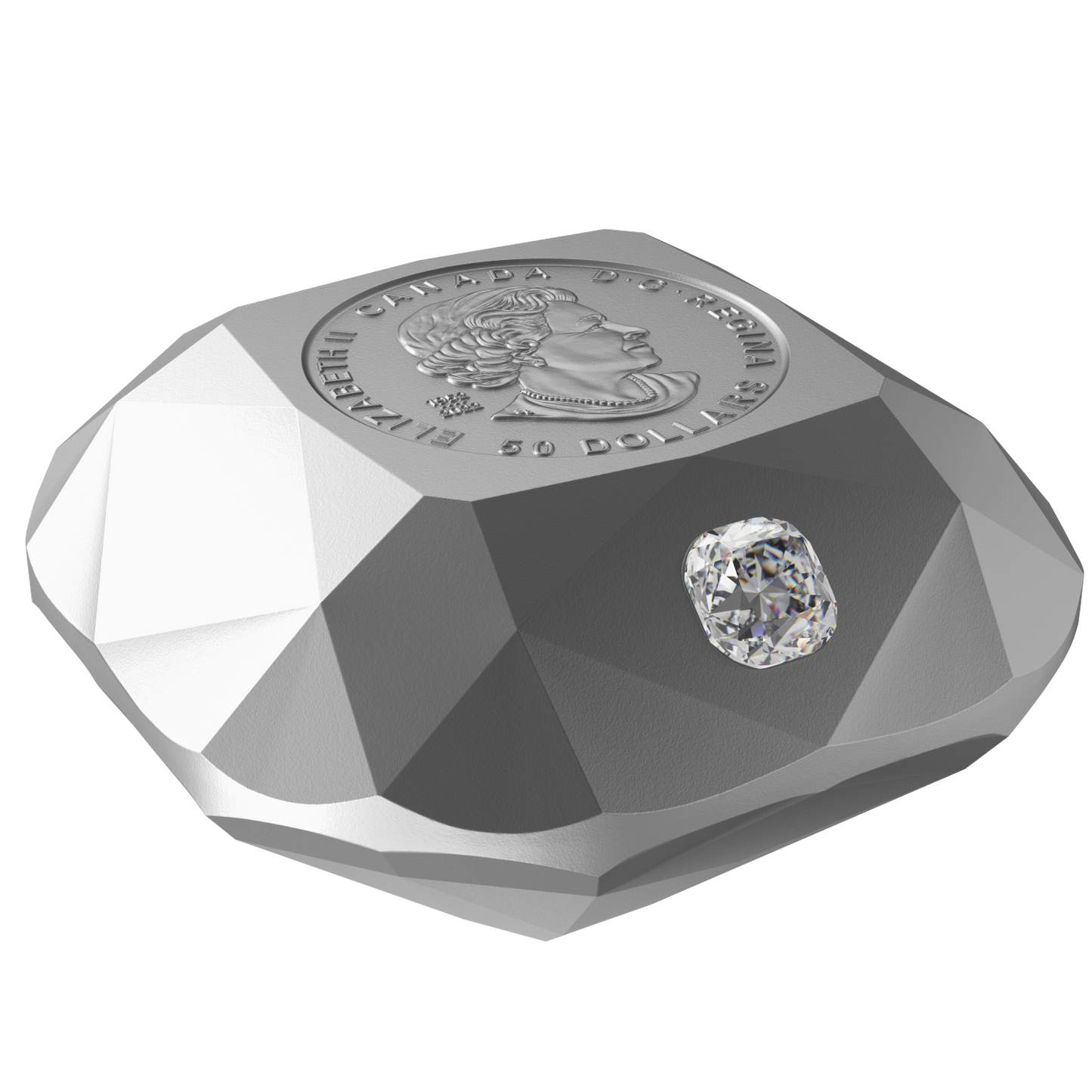 2024 Canada $50 De Beers Ideal Cushion Diamond Fine Silver Diamond Shaped (No Tax)