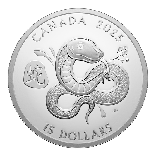 2025 Canada $15 Lunar Year of the Snake Fine Silver (No Tax)