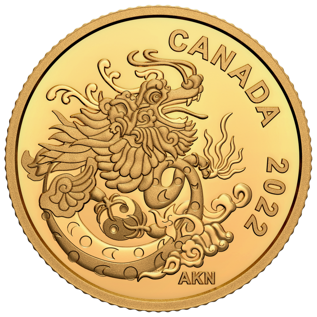 2022 Canada $8 Earth Dragon Pure Gold Coin (No Tax)