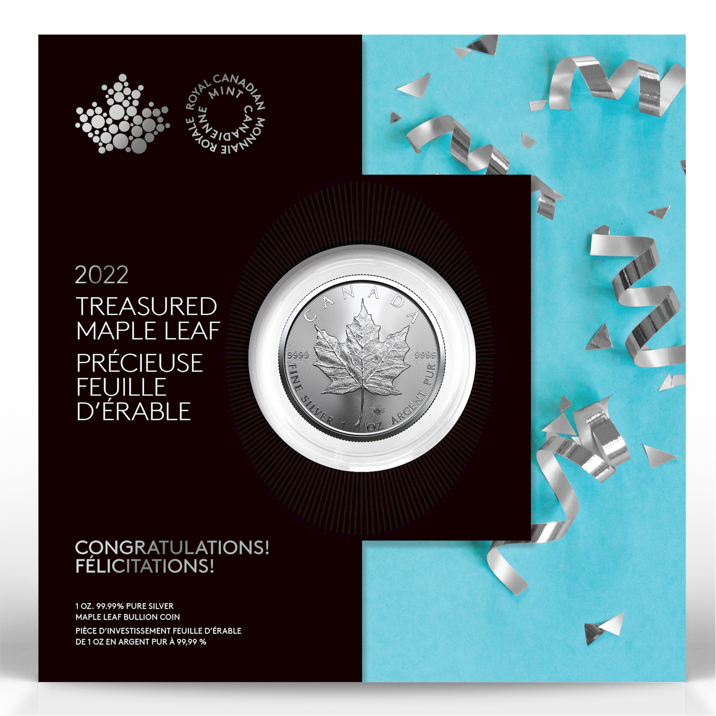 2022 Canada $5 Congratulations Treasured Silver Maple Leaf 1oz. .999 Fine Silver (No Tax)