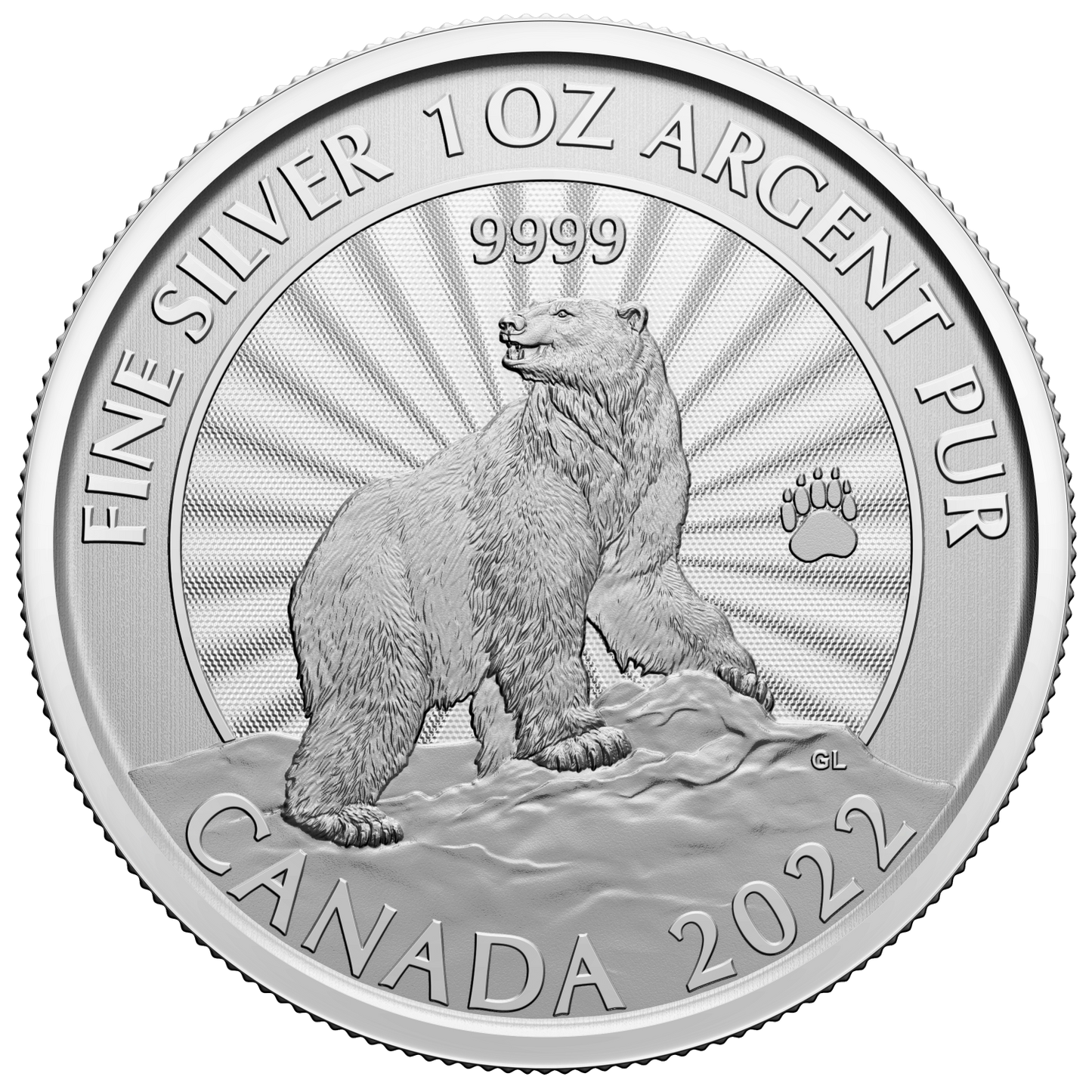 2022 Canada $5 The Majestic Polar Bear 1oz. Pure Silver (No Tax)