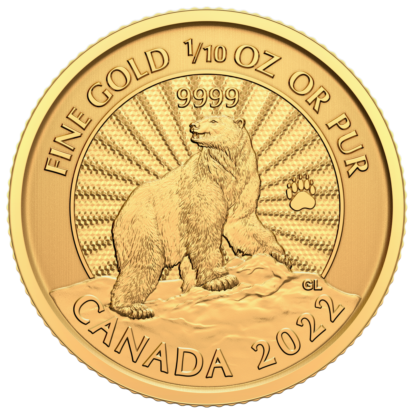 2022 Canada $5 First Strikes 1/10oz. The Majestic Polar Bear Pure Gold (No Tax)