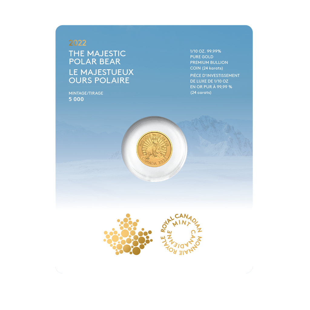 2022 Canada $5 The Majestic Polar Bear 1/10oz. Pure Gold (No Tax)