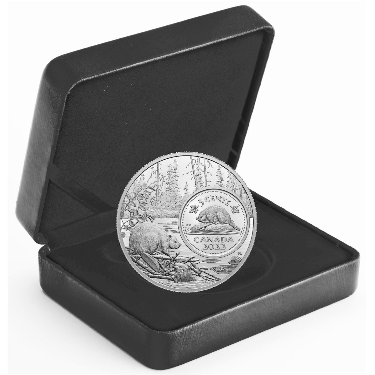 2022 Canada 5-cents The Bigger Picture: Beaver 5oz Fine Silver (No Tax)