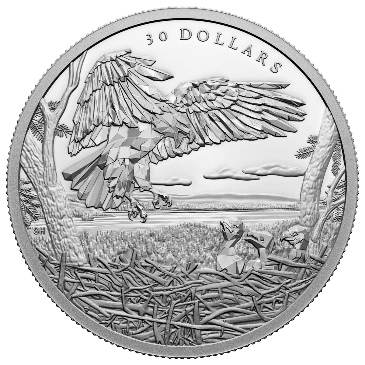 2022 Canada $30 Multifaceted Animal Family - Bald Eagles Fine Silver (No Tax)