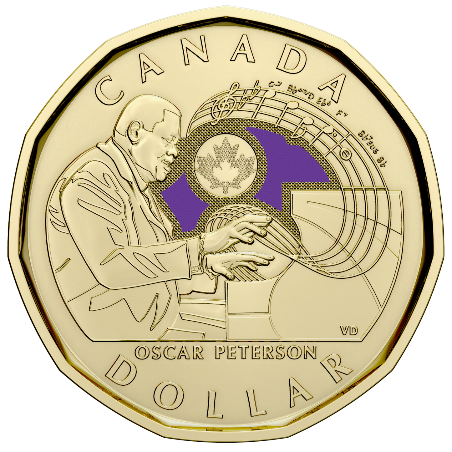 2022 Canada $1 Coloured Celebrating Oscar Peterson Special Wrap Roll of 25pcs