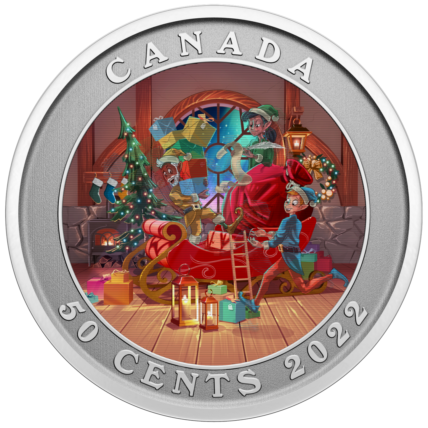 2022 Canada 50-cent Santa's Sleigh Lenticular Coin