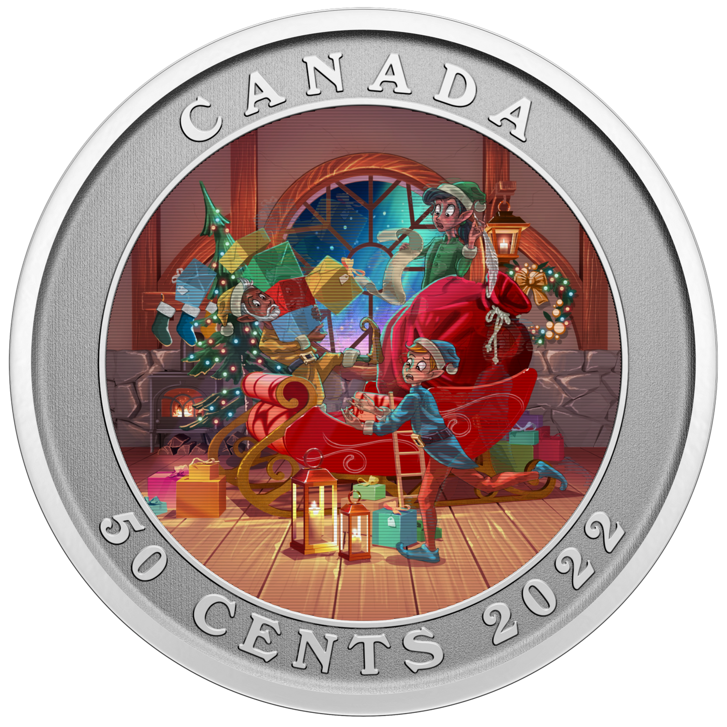 2022 Canada 50-cent Santa's Sleigh Lenticular Coin