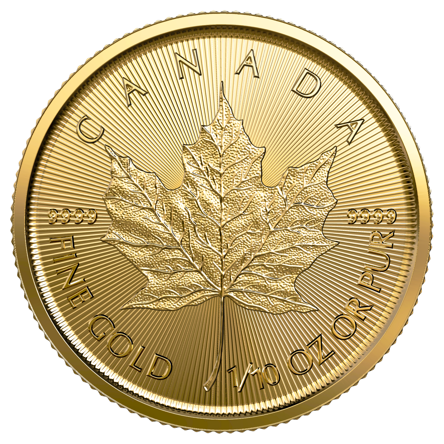 2023 Canada $5 Treasured Gold Maple Leaf 1/10oz. 99.99% Pure Gold (No Tax)