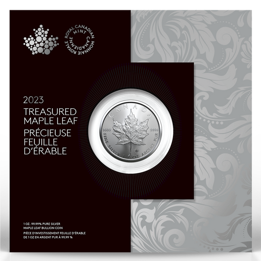 2023 Canada $5 Treasured Silver Maple Leaf (Generic) 1oz. 99.99% Pure Silver (No Tax)