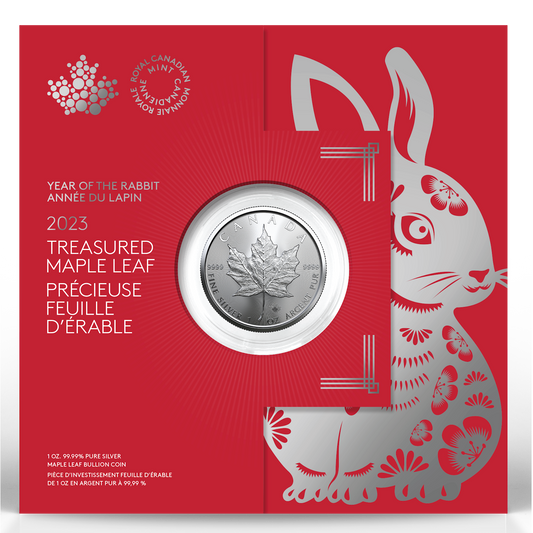 2023 Canada $5 Treasured Silver Maple Leaf: Year of the Rabbit 1oz. Pure Silver (No Tax)