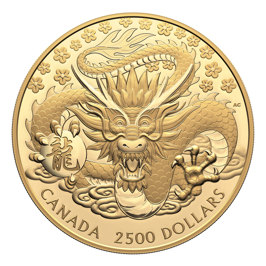 2024 Canada $2,500 Lunar Year of the Dragon Pure Gold Kilo Coin (No Tax)