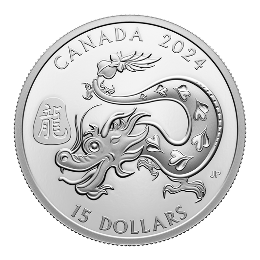 2024 Canada $15 Lunar Year of the Dragon Fine Silver Coin (No Tax)