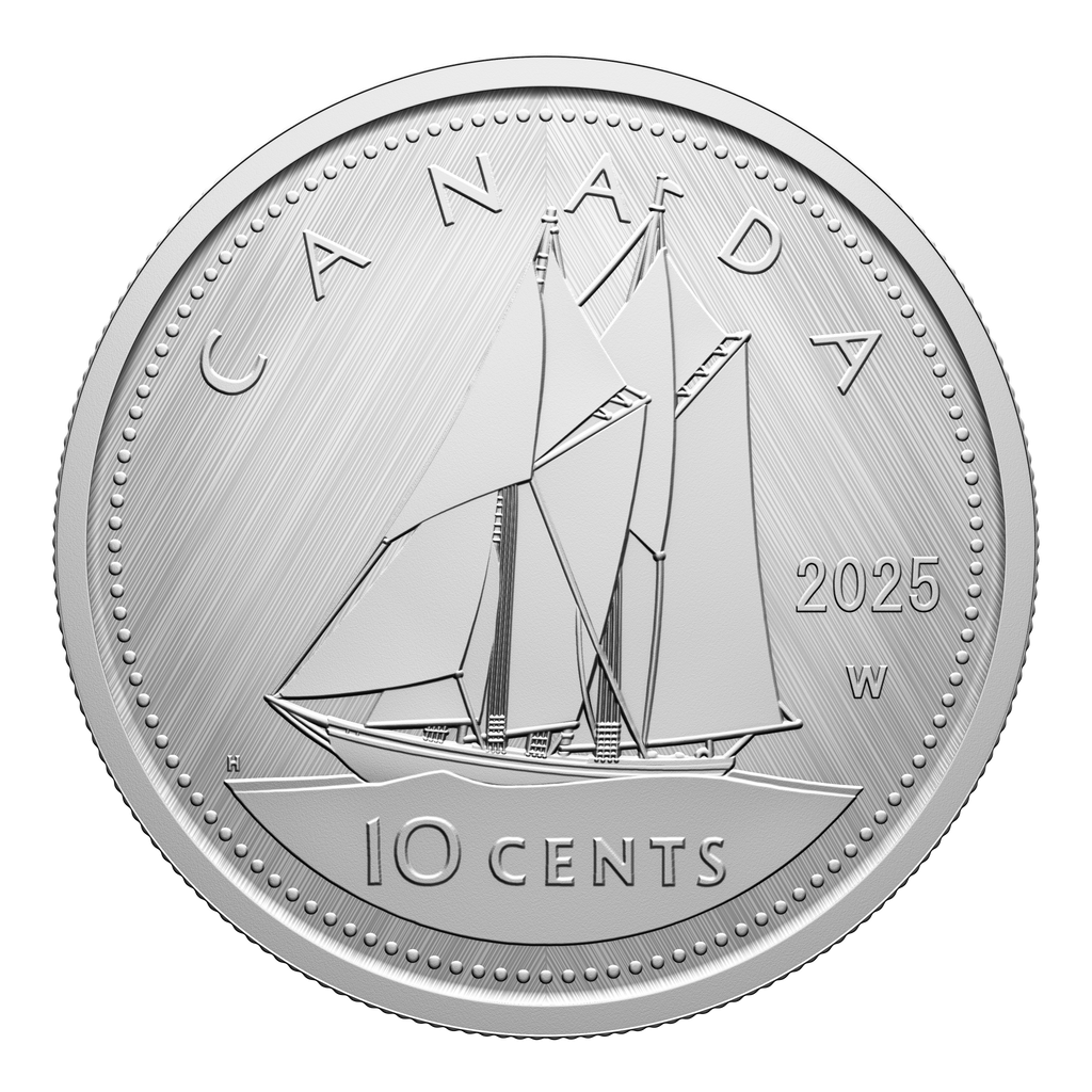 2025 Canada 10-cents Tribute: W Mint Mark - Bluenose Fine Silver (No Tax)