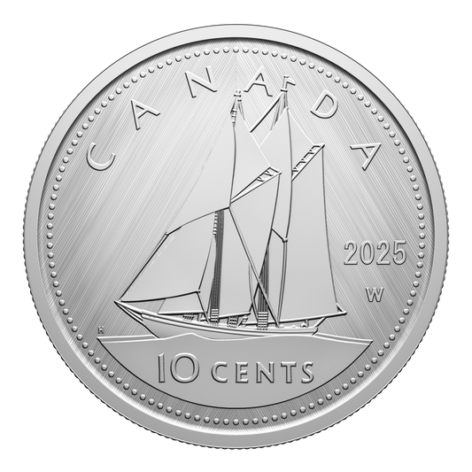 2025 Canada 10-cents Tribute: W Mint Mark - Bluenose Fine Silver (No Tax)