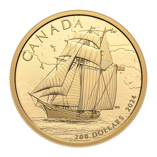 2024 Canada $200 Tall Ships: Topsail Schooner Pure Gold (No Tax)