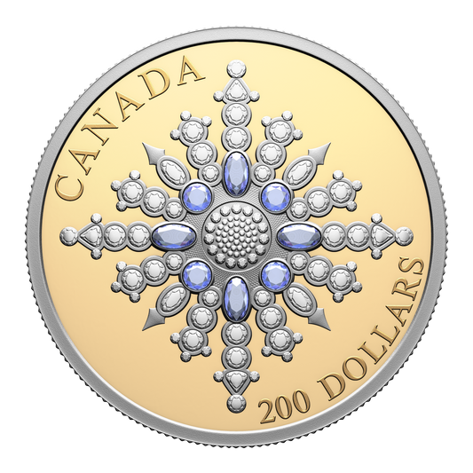 2024 Canada $20 Sapphire Jubilee Snowflake Brooch Fine Gold Coin