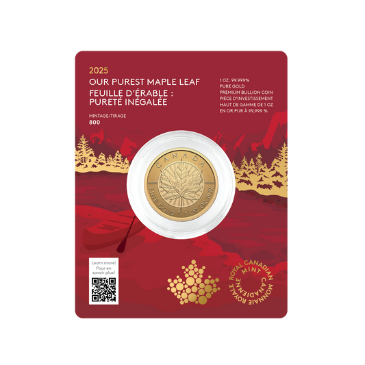 2025 Canada $200 Premium Bullion: Our Purest Maple Leaf 1oz. 99.999% Pure Gold (No Tax)