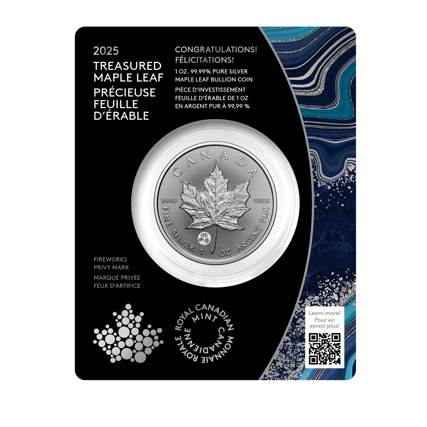 2025 Canada $5 Treasured Silver Maple Leaf: Congratulations Privy Mark Pure Silver (No Tax)