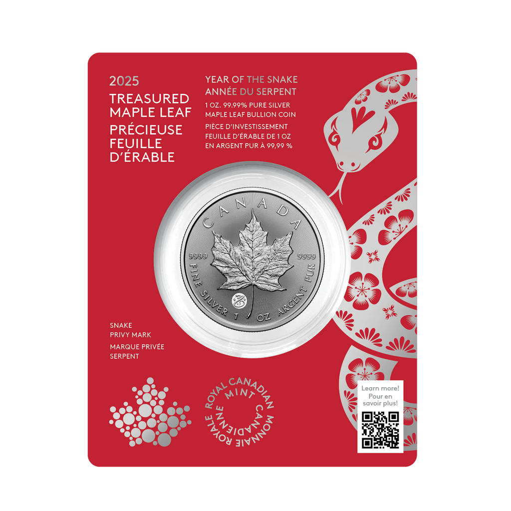 2025 Canada $5 Treasured Maple Leaf: Year of the Snake Privy Mark Pure Silver (No Tax)