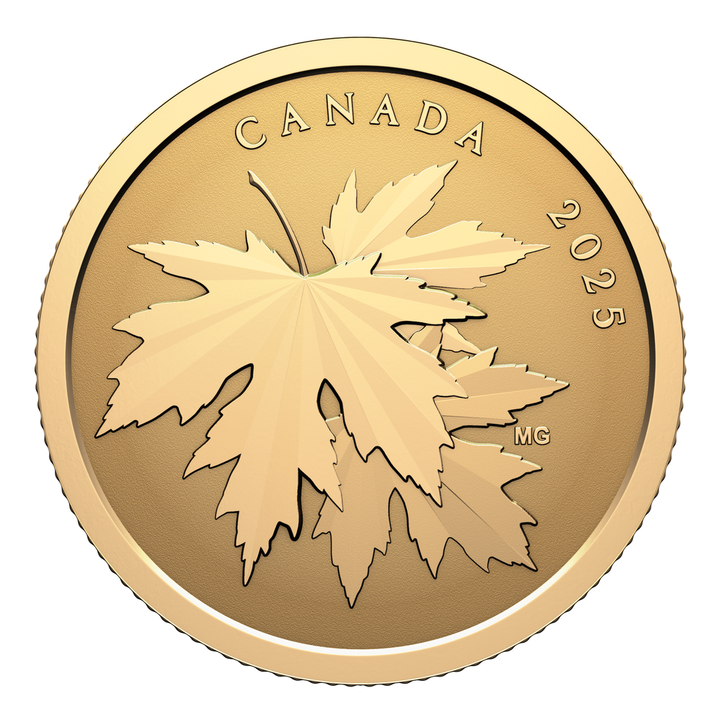 (Pre-Order) 2025 Canada $100 Gleaming Maple Leaves Pure Gold Coin (No Tax)