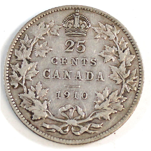 1910 Canada 25-cents F-VF (F-15)