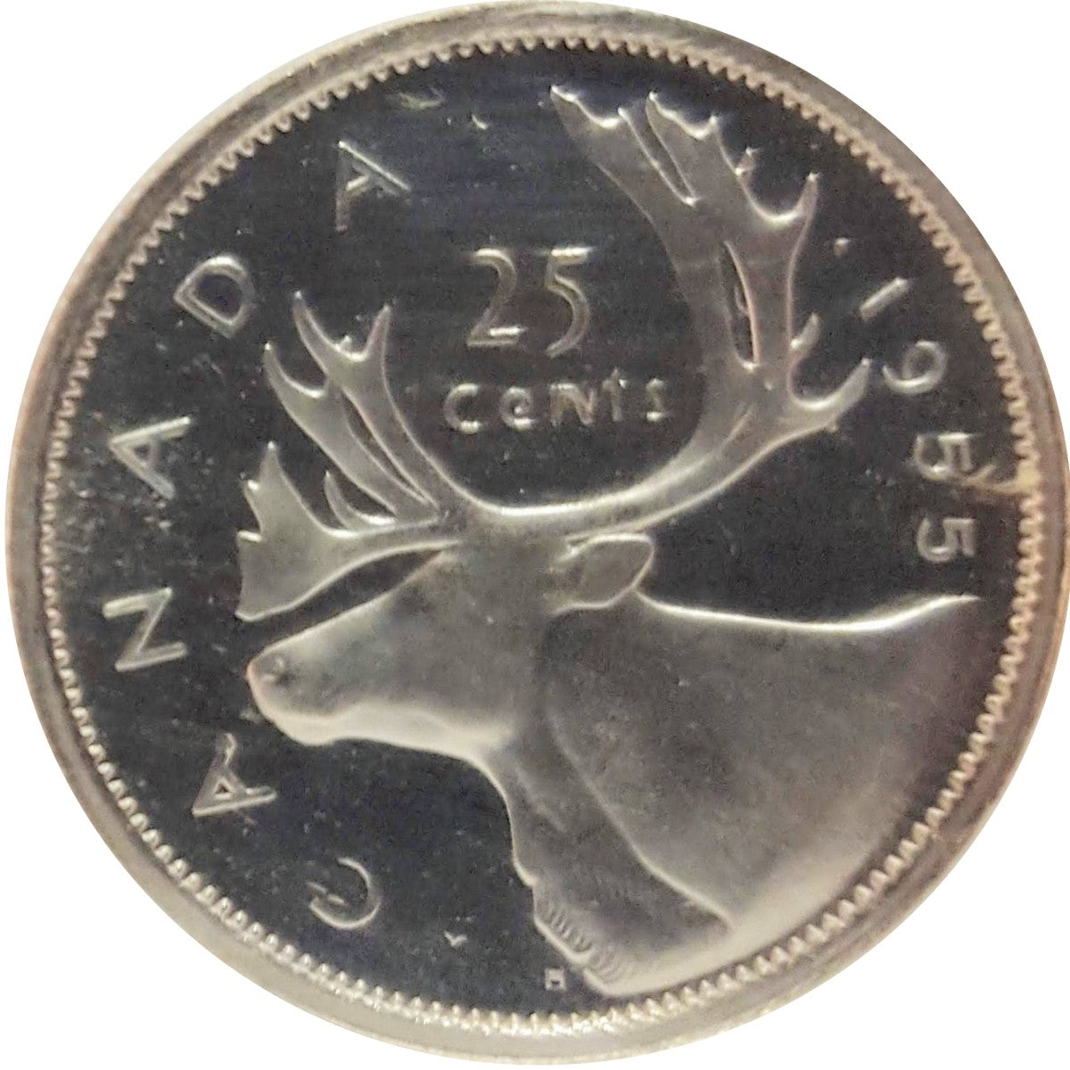 1955 Canada 25-cents ICCS Certified PL-66 Heavy Cameo