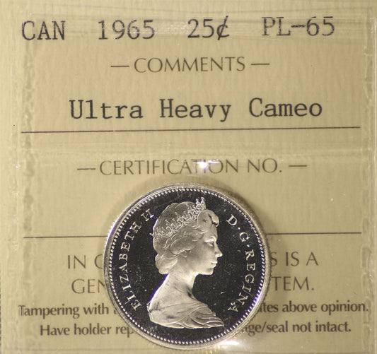 1965 Canada 25-cents ICCS Certified PL-65 Ultra Heavy Cameo