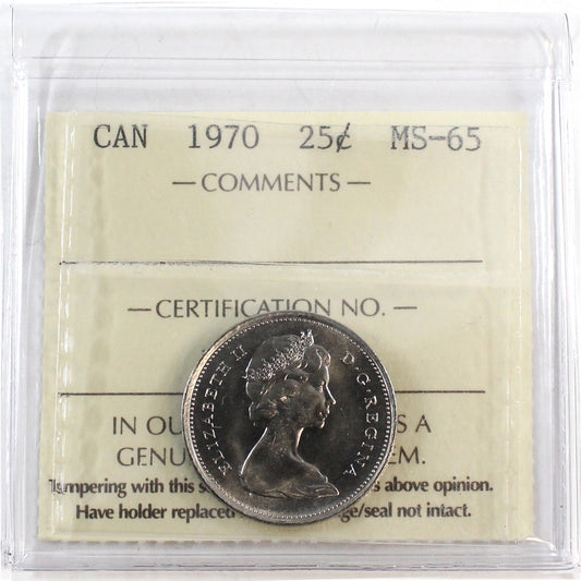 1970 Canada 25-cents ICCS Certified MS-65