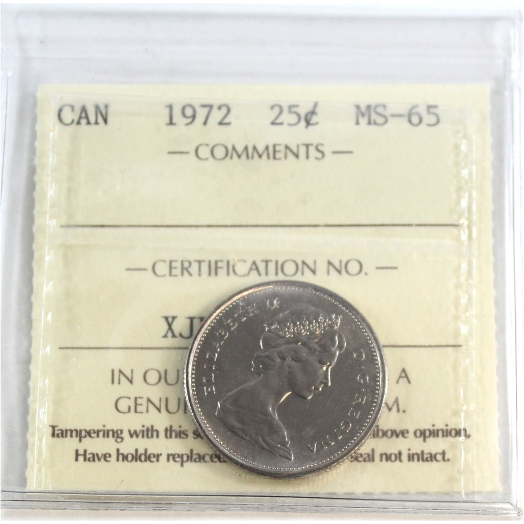 1972 Canada 25-cents ICCS Certified MS-65