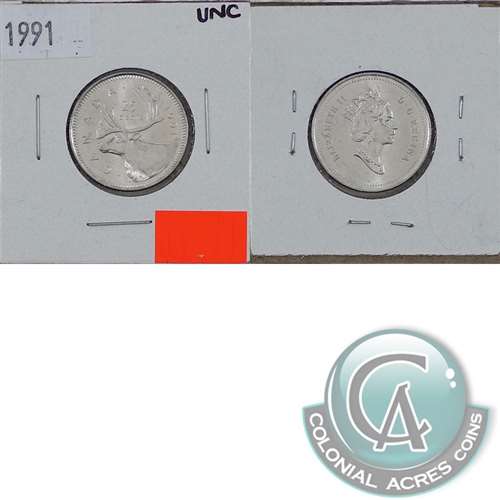 1991 Canada 25-cents Uncirculated (MS-60)