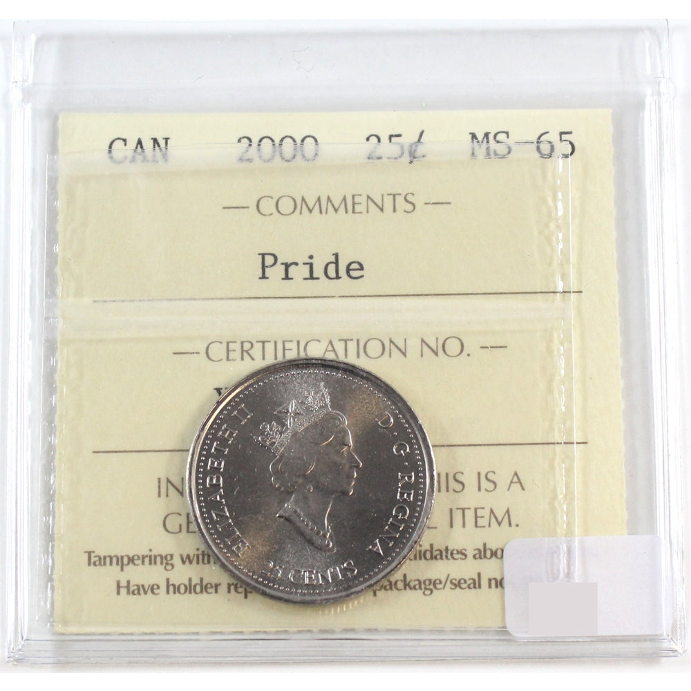 2000 Pride Canada 25-cents ICCS Certified MS-65