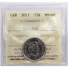 2011 Caribou Canada 25-cents ICCS Certified MS-66