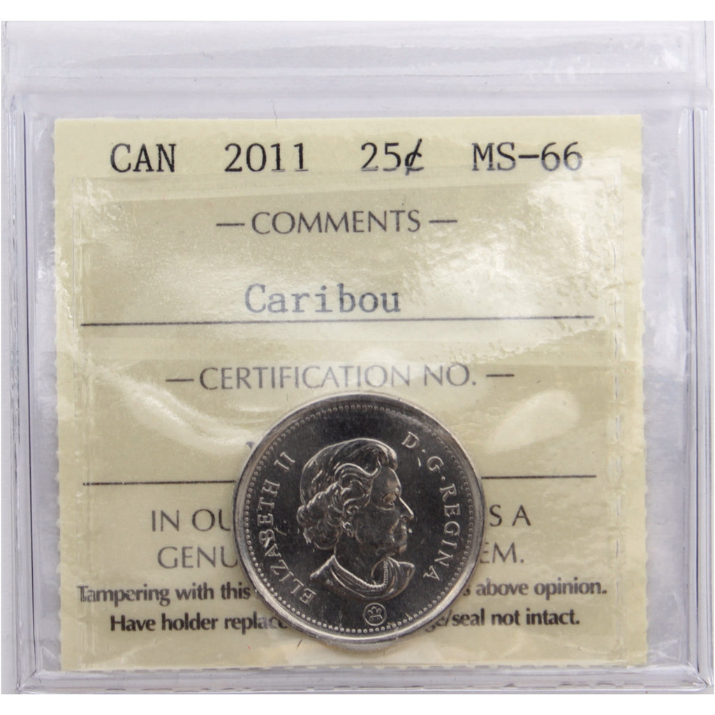 2011 Caribou Canada 25-cents ICCS Certified MS-66