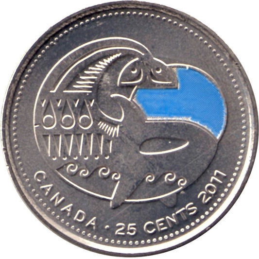 2011 Coloured Orca Whale Canada 25-cents Brilliant Uncirculated (MS-63)