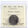 2012 Brock Coloured Canada 25-cents ICCS Certified MS-65