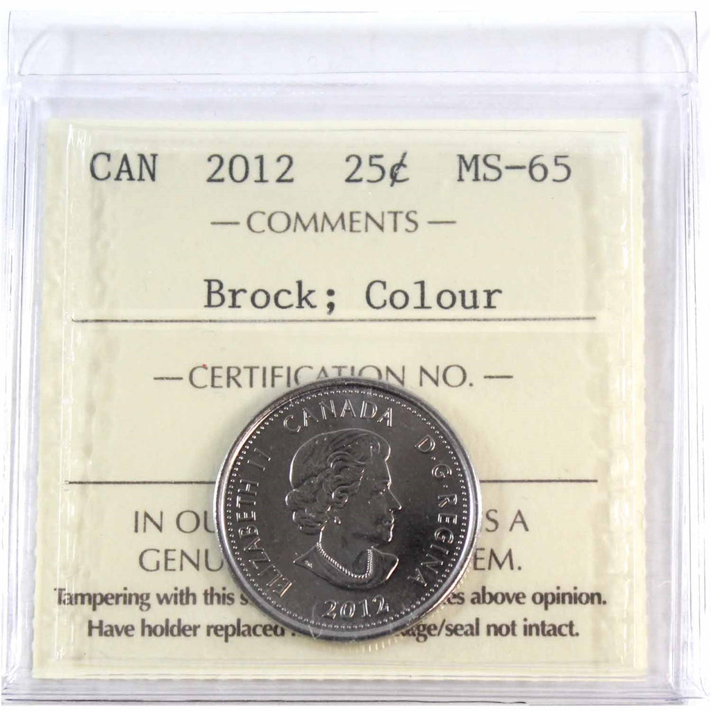 2012 Brock Coloured Canada 25-cents ICCS Certified MS-65