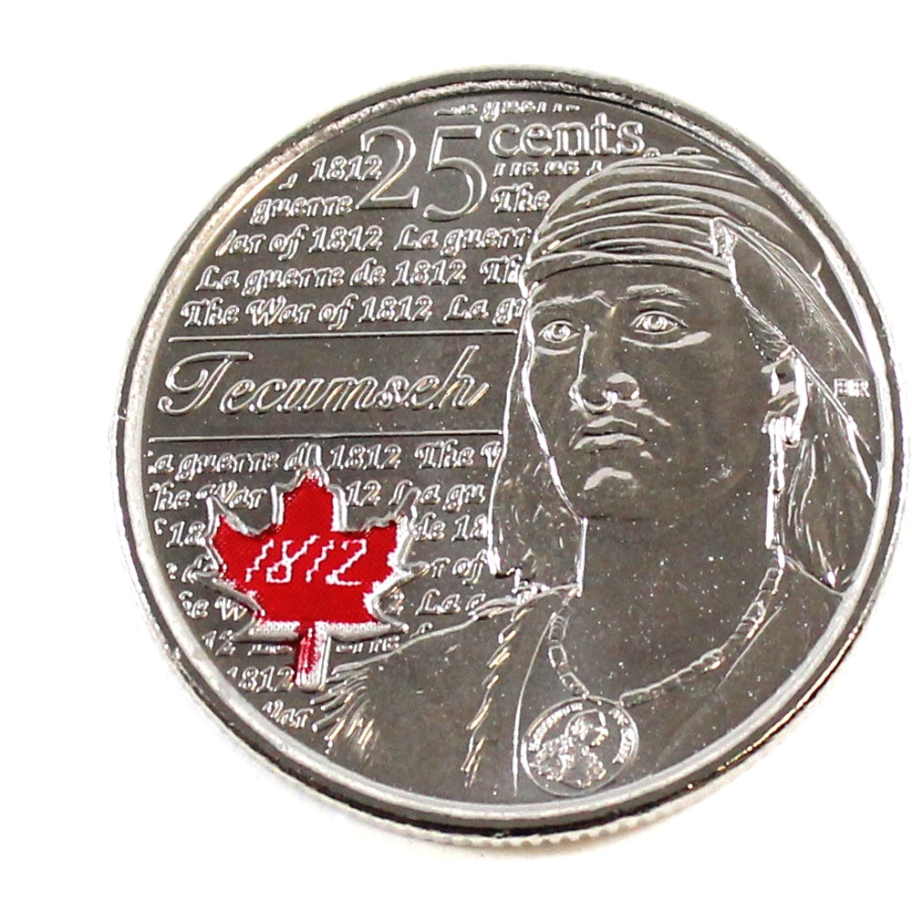 2012 Coloured Tecumseh Canada 25-cents Brilliant Uncirculated (MS-63)