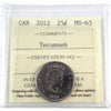 2012 Tecumseh Canada 25-cents ICCS Certified MS-65