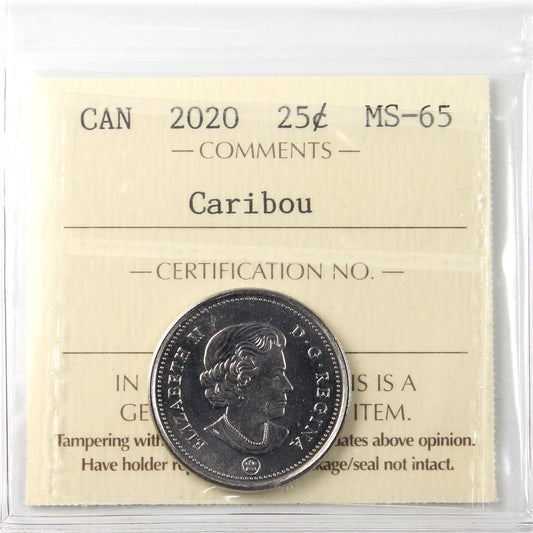 2020 Caribou Canada 25-cents ICCS Certified MS-65