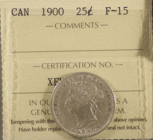 1900 Canada 25-cents ICCS Certified F-15