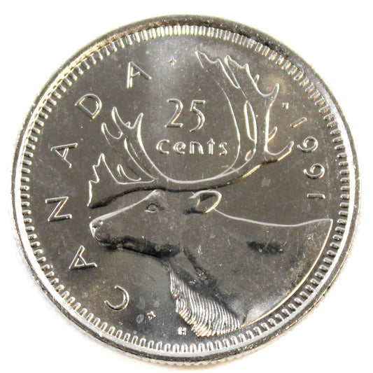 1991 Canada 25-cents Choice Brilliant Uncirculated (MS-64)