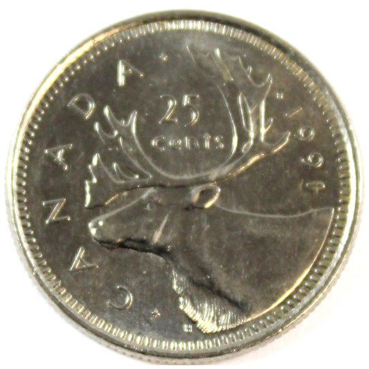 1991 Canada 25-cents Almost Uncirculated (AU-50)