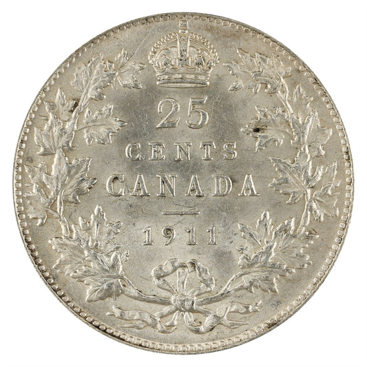 1911 Canada 25-cents UNC+ (MS-62) $