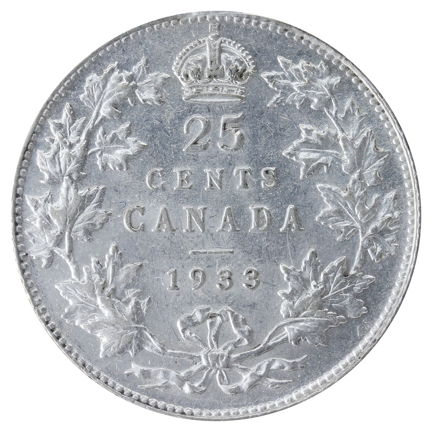 1933 Canada 25-cents ICCS Certified AU-58