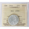 1955 Double 1955 Canada 25-cents ICCS Certified EF-40