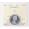 1969 Canada 25-cents ICCS Certified PL-65 Ultra Heavy Cameo