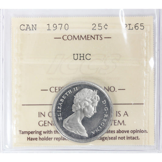 1970 Canada 25-cents ICCS Certified PL-65 Ultra Heavy Cameo