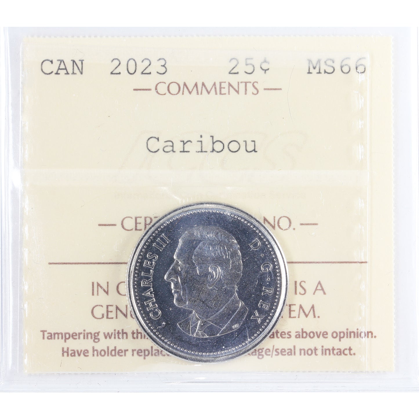 2023 Caribou Canada 25-cents ICCS Certified MS-66