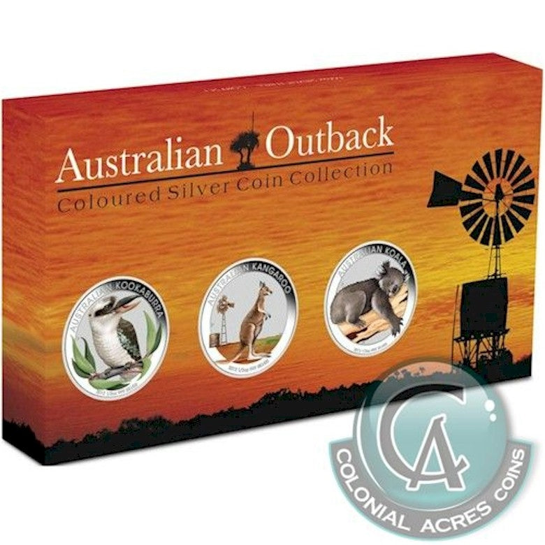 2012 Australian Outback 3-coin Coloured 1/2oz. Silver Set (No Tax)